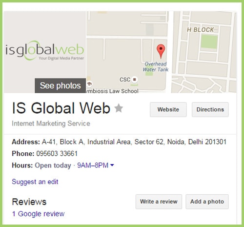 IS Global Web Google My Business Page